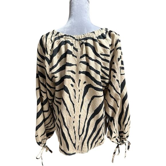 Current/Elliott Animal-Print Linen Jacket-Blouse Size 1/S – Lightweight & Chic - Picture 4 of 9